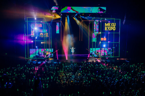 Hatsune Miku’s music is a frantic and colourful blend of electronic dance and power pop.