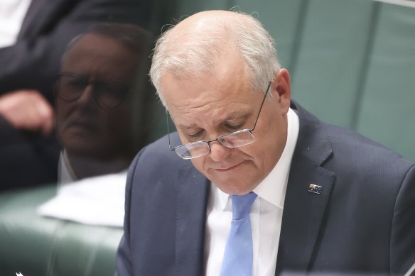 Prime Minister Scott Morrison speaking in Parliament earlier this year. 