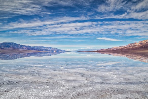 The salt pans at Badwater Basin, the lowest point in the US.