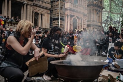 The vigil, Justice for Cassius - Forever Fifteen, near Town Hall Sydney.