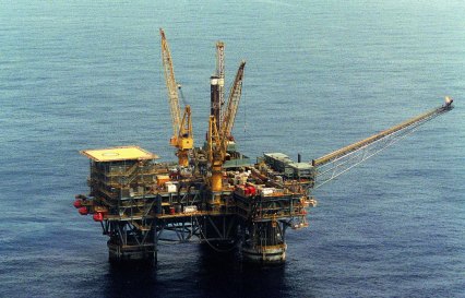 The “West Tuna” oil platform off the Victorian coast in  Bass Strait.