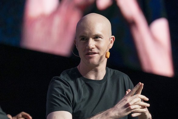Shares in Coinbase have also climbed by more than 50 per cent, leading to a $US3.3 billion windfall for its chief Brian Armstrong.