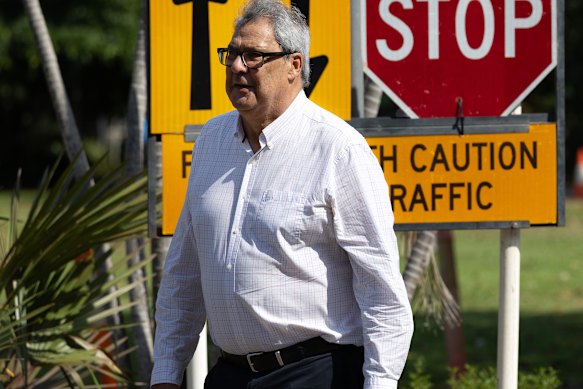 Les Turner outside the Federal Court in Darwin on the first day of the defamation trial.