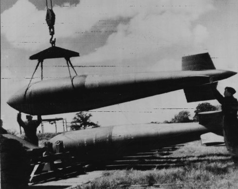 The RAF’s 12,000-pound “Tallboy” bomb was the first completely streamlined heavy bomb used during World War II.