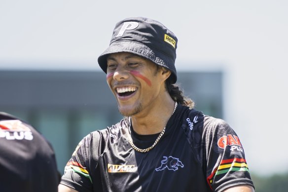 Jarome Luai trains with the Panthers as he prepares to return from a shoulder reconstruction.