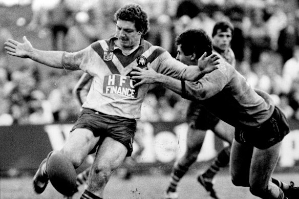 Phil Gould during his playing – and kicking – days for Canterbury in 1985.
