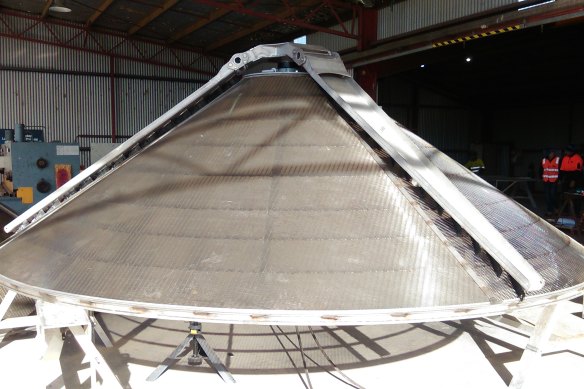 One of the fish screens built by AWMA Water Control Solutions in Cohuna. Four such screens have been lowered into the nearby irrigation canal off Gunbower Creek. 