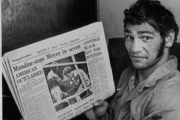 Tony Mundine pictured at home in 1972.