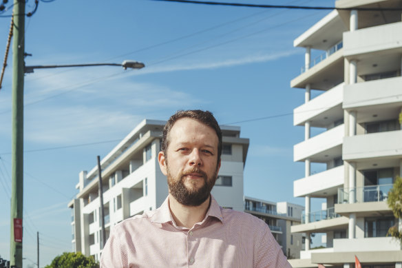 Committee for Sydney chief executive Eamon Waterford lives in a suburb full of new apartments. 