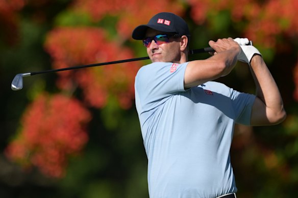 Adam Scott on the 15th hole at Royal Queensland on Thursday.