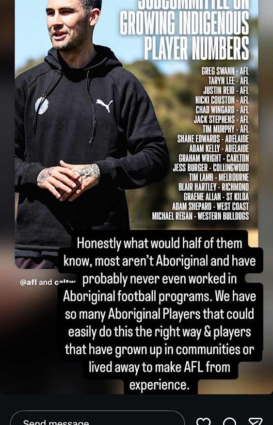 Former Port Adelaide and North Melbourne player Daniel Motlop’s social media post.