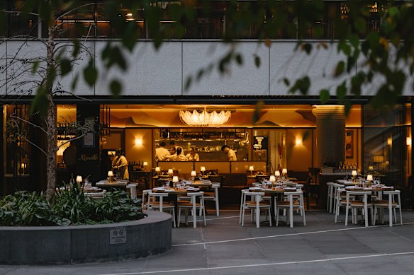 There’s seating inside and out. 