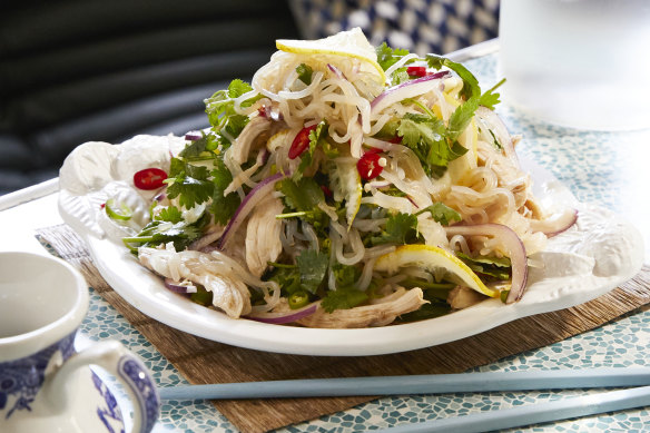 This herb-strewn chicken and noodle salad is the perfect hot weather antidote.