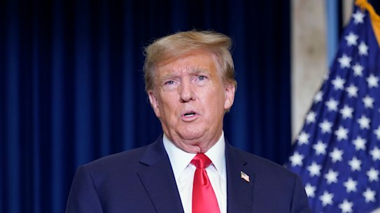 Former president Donald Trump after the hearing.