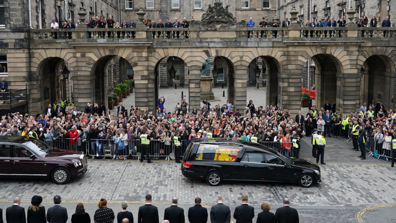 Queen’s coffin arrives in Edinburgh from her beloved Balmoral estate