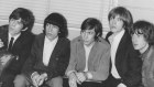 The Rolling Stones on arrival in Australia in 1965. From left: Keith Richards, Bill Wyman, Charlie Watts, Brian Jones, and Mick Jagger.