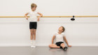 Jude Males and Blake Neal are two of a dwindling number of boys studying ballet, pictured here at Queensland Ballet’s Thomas Dixon Centre.