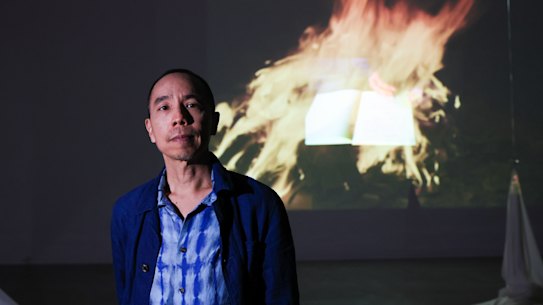 Apichatpong Weerasethakul in his installation at the Museum of Contemporary Art.