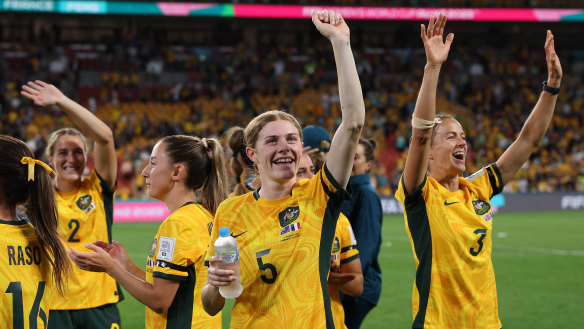 Cortnee Vine and her Matildas teammates bask in the aftermath of Saturday’s thrilling penalty shootout win over France.