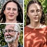 Clockwise from right: Jessie Bodor, Peter George, Ellen Burbidge,  have moved to Tasmania to reduce their climate change risk. 