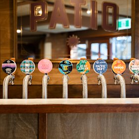 12 taps pour 10 beers and two wines.