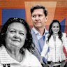 Composite Gina Rinehart, John Hancock and Rita Panahi