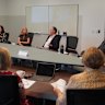 Langbroek (centre) at a meeting with departmental officials including director-general Sharon Schimming (third from left) in December 2024.