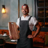 Louis Tikaram with his medium-sized Eco Food Boards Byron Bay chopping board.