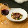 Pressé of Lamb shoulder with sweetbreads, rosemary, alliums and jus.