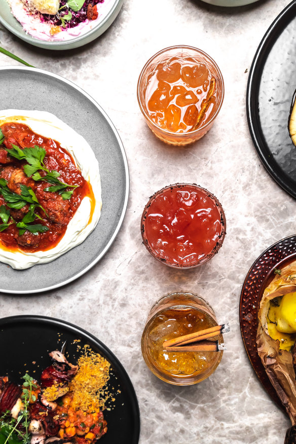 Dishes and drinks at Lezzet.