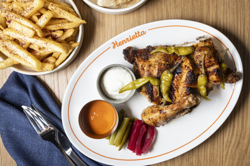 Go-to dish: Half chicken with pickles, condiments and Lebanese bread.