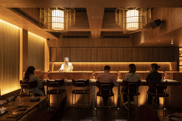 Yugen Omakase’s six-seat counter.