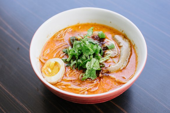 Lambkotsu Ramen’s red lamb ramen with Taro’s signature chilli and sweet miso oil.