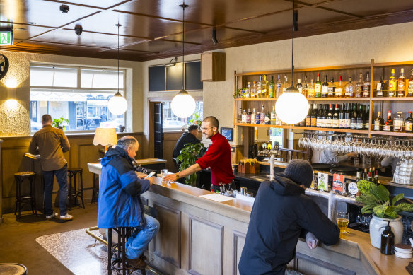 The hotel’s front bar includes hand-cranked taps.