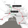 The Victorian government’s planned Suburban Rail Loop. The first stage, from Cheltenham to Box Hill, is expected to cost up to $35 billion.