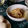 Roasted pork belly salad with green mango, vietnamese mint, cashews, toasted coconut and tamarind dressing.