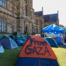 Young children chant anti-Israel slogans at Sydney university protest