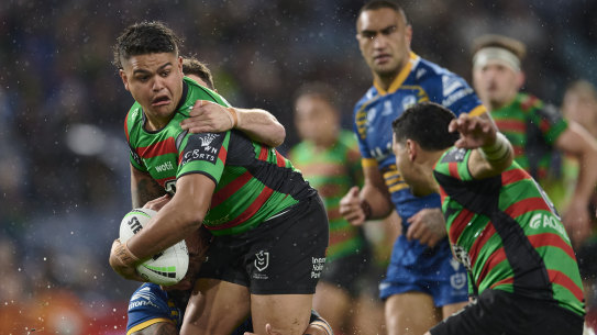 Latrell Mitchell terrorising Parramatta first-up after an injury lay-off.