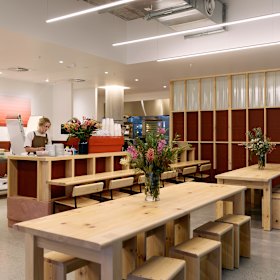 The Five Mile Radius and Matthew Reynolds-designed space references the area’s famous red cliffs.