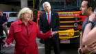 Emergency Services Minister Lisa Neville, left, at the launch of Fire Rescue Victoria in July.
