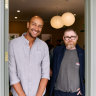 Matt Okine and Dan Wilson at their newly opened LPO wine store in Tarragindi.