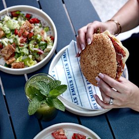 There are plenty of sandwiches and salads to choose from.