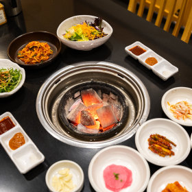 Everything is cooked in front of you on the hot plate.