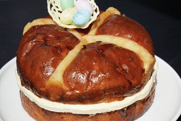 The B.I.G hot cross bun at Tuga Pastries.