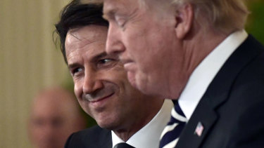 Italian Prime Minister Giuseppe Conte, left, mentioned Italy's space aspirations while speaking with US President Donald Trump in Washington last week.