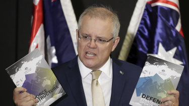 Prime Minister Scott Morrison during the launch of the 2020 Defence Strategic Update.