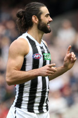 On point: Brodie Grundy had another great game for Collingwood, and sits on top of the leaderboard after round 8.