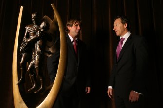 Des Hasler and Craig Bellamy before the 2008 Grand Final.   