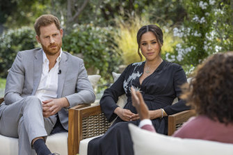 Prince Harry and Meghan during their celebrated interview with Oprah Winfrey in March this year.