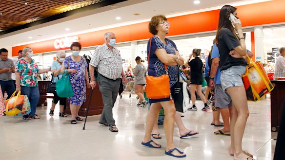 Shoppers packed local shopping centres in Brisbane after the Queensland Premier Annastacia Palaszczuk announced a three day lockdown.